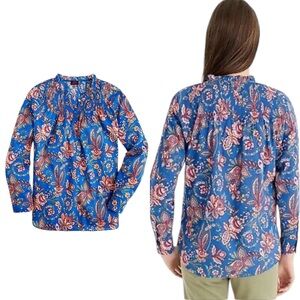 J. Crew Liberty of London Ruffle Popover Flora Belle Blue 00
